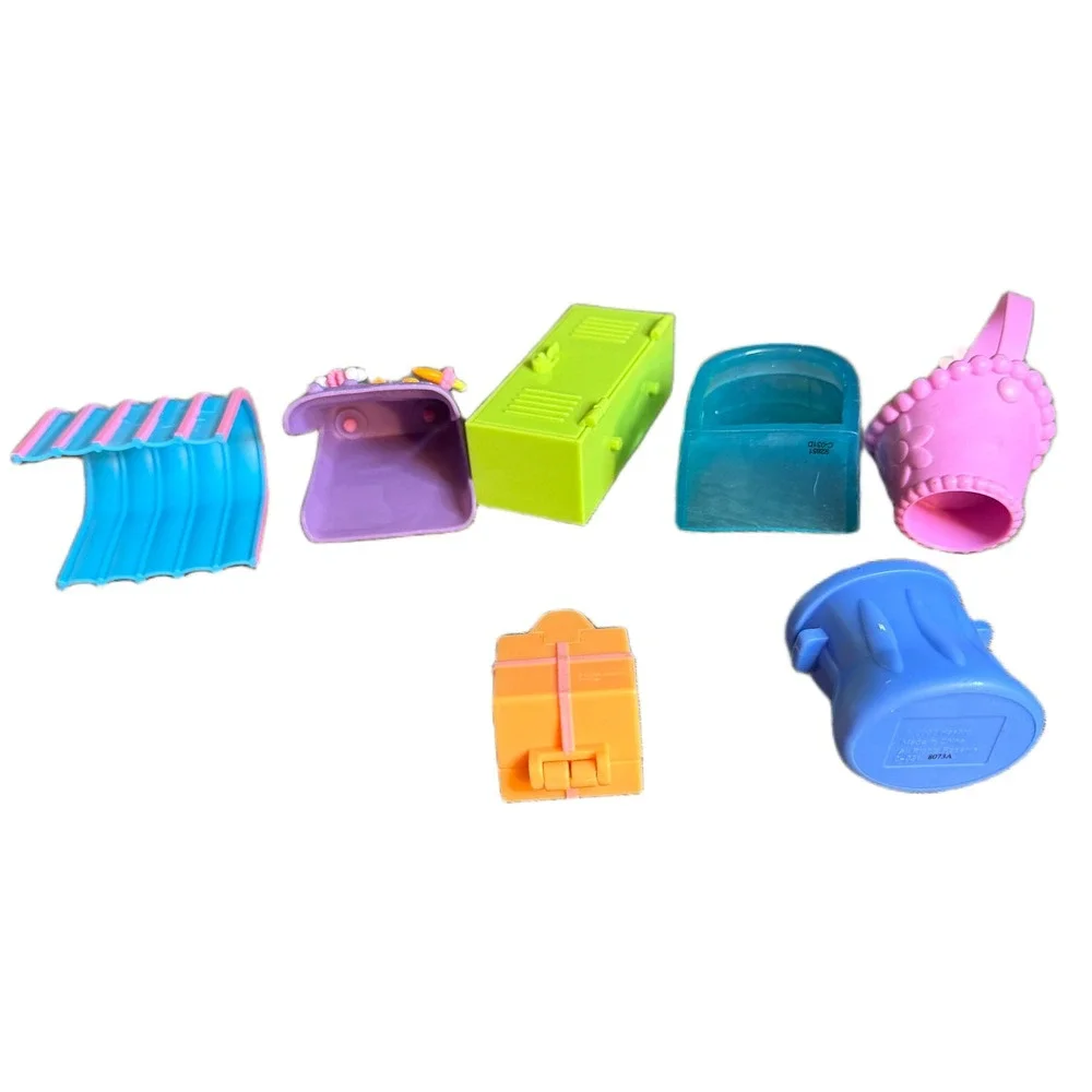 Littlest Pet Shop LPS Accessory Lot Green Locker Climbing Wall Basket 7pc Set